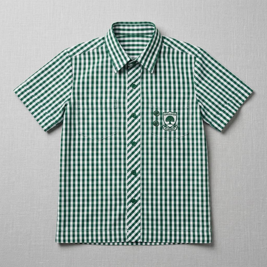 Premium green-checked school uniform shirt texture